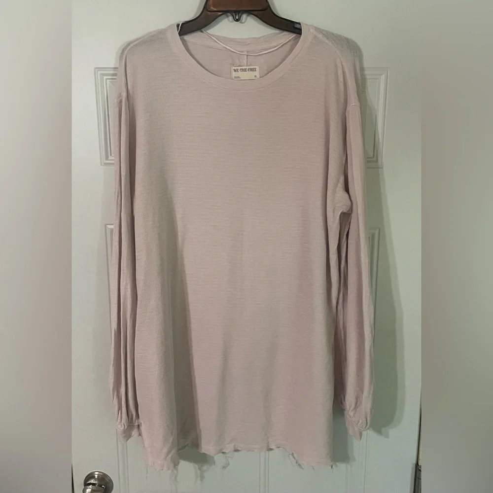 We the Free Light Pink Tunic Long Sleeve Shirt Size Medium Oversized Staple